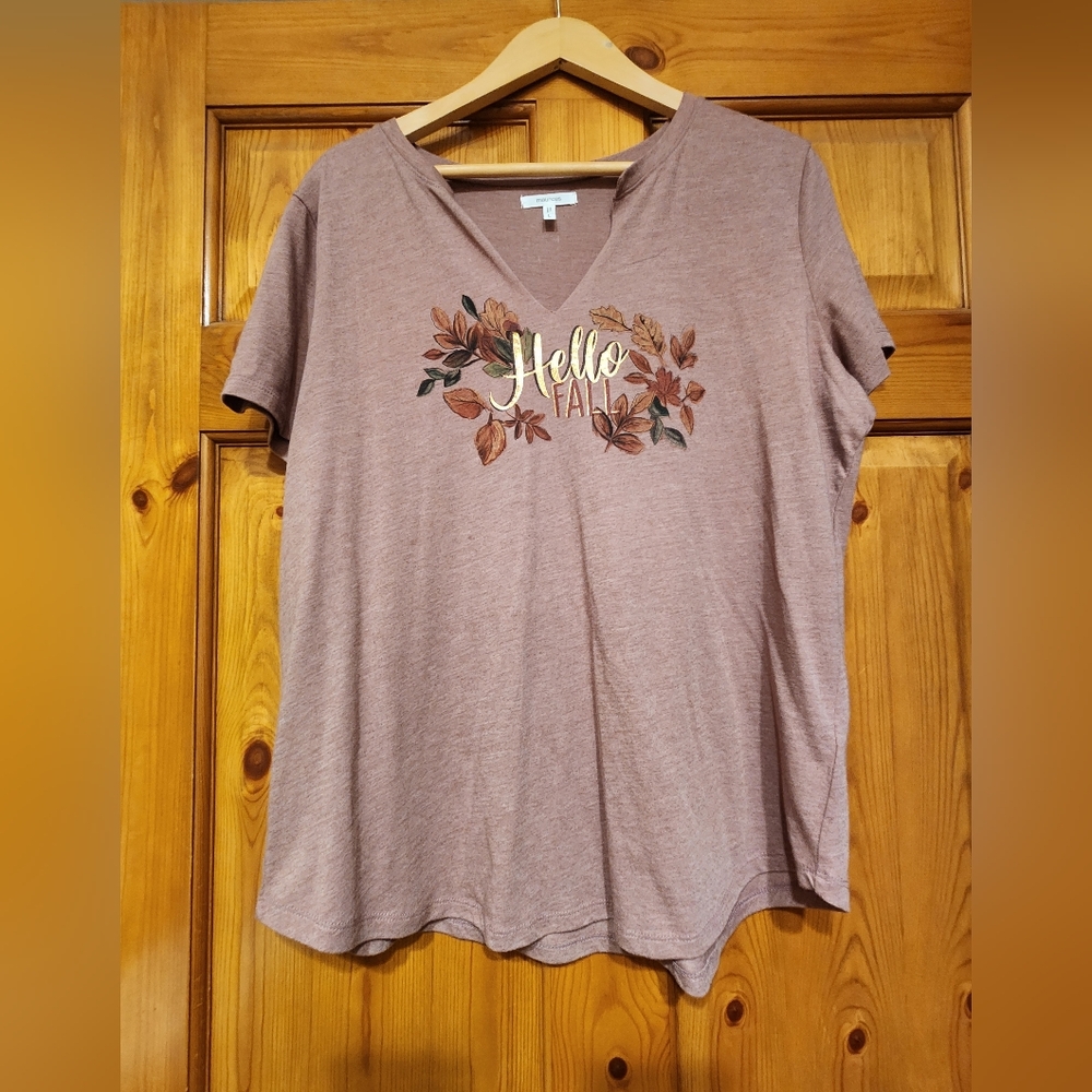 Maurices Hello Fall Short Sleeve Tee, Size Large, NWOT